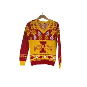 Iowa State University Cyclones V Neck Ugly Christmas Sweater Knit Unisex Small